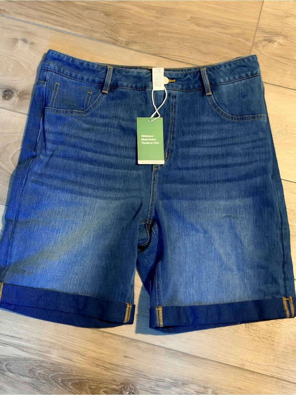 Halara Flex High Waisted Tummy Control Rolled Hem Washed Denim Size Large